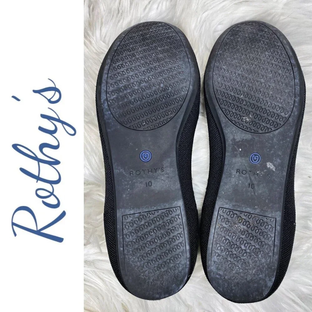 ROTHY’S THE FLAT BLACK ROUND TOE SLIP ON‎ LOAFER FLAT, SIZE 10